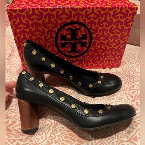 Tory Burch black leather heels size 8.5